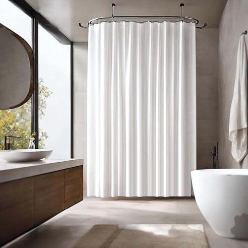 Cortinas de baño antimoho de lino impermeable que evitan salpicaduras en duchas 2