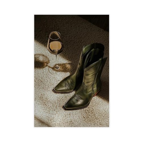 Peinture sur toile cowboy et vin vintage pour ambiance chaleureuse de salon