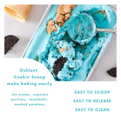 Ice Cream Scoop, 18/8 Stainless Steel Cookie Scoop, Cookie Scoops for Baking, 4 Tbsp/ 60 ml/ 2 oz Cookie Dough Scoop, Ice Cream Scooper with Trigger Release, Cookie Scooper for Baking(Blue)