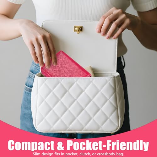 Red RFID credit card holder for women, 20-slot leather wallet card case with zip closure4