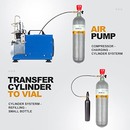 Iorman 3L Carbon Fiber Air Tank Ce Approved Pcp Paintball Fill Station Cylinder (Red Gauge Valve Set) #TOP5