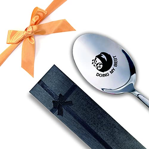 Doing My Best,Funny Engraved Stainless Spoon,Coffee/Tea/Ice Cream/Dessert/Cereal Spoon For Women Men，Funny Unique Gifts,Gift For Sloths Lover, Funny Sloth Birthday Present #TOP16