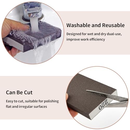 Image of 8 Pack Sanding Sponge Block, Wet Dry Sandpaper Sand Paper for Drywall Wood