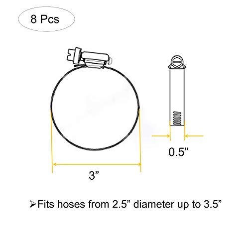 Image of 8Pcs 3 inch Adjustable 304 Stainless Steel Duct Clamps Hose Clamp Pipe Clamp Air Ducting Clamp worm drive hose clamps