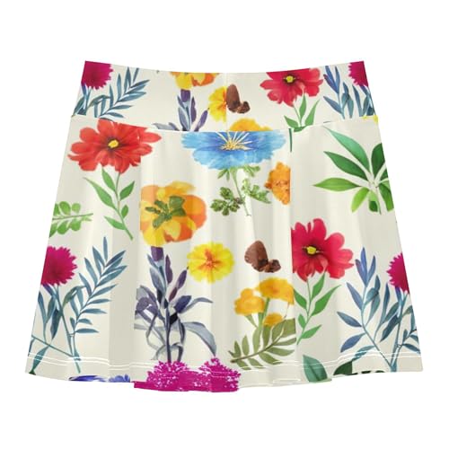 Wildflowers Athletic Shorts for Girls Skorts Tennis Skirts Kids Custom School Skirt 3t2