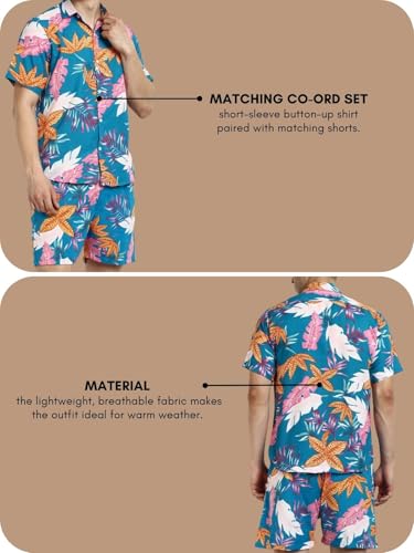 Image of GRECIILOOKS Co Ord Set for Men | Trendy Night Dress for Boys | Shirt and Shorts Combo for Lounge | Stylish Summer and Travel Outfit | Men's Matching Two-Piece for Vacation