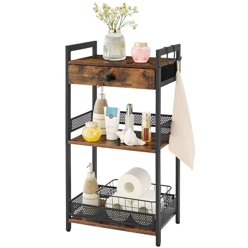 FAVOOSTY Bathroom Ladder Shelf, 3-Tier Bathroom Floor Storage Shelf with