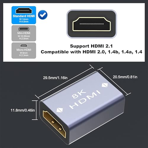 Pacroban Adaptador HDMI 8K Hembra a Hembra 2-Pack miniatura 6