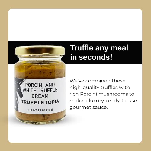 Truffletopia | Porcini And White Truffle Cream | Real Truffles Use In Pasta Sauce, Pizza Sauce, Marinade, Seasoning, Cooking | Vegan, Gluten Free, Keto Food | 2.8 Oz #TOP1