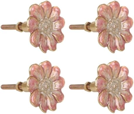 NIKKY HOME Cabinet Knob 4 Pack Flower Drawer Knob Decorative Vintage