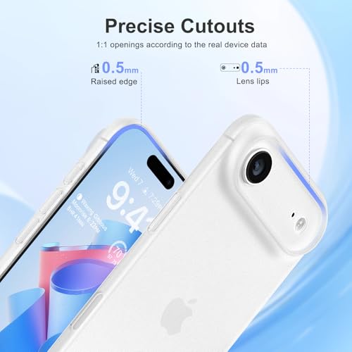 memumi for iPhone 17 Air Ultra Thin Case 0.3mm Lightweight [No-Case Feeling] Matte Hard Cover with Camera Protection for iPhone Air 2025 Slim Cover in Minimalist, Semi-Transparent Frosted White by memumi - Used condition - Image 4