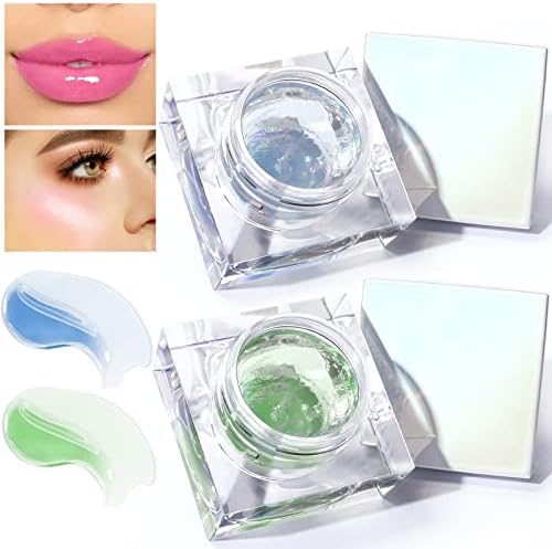 HOSAILY 2Pcs Blush Rouge Color Changing Blusher for Cheek and Lip, Magic Lip Balm Multi Use Cream Liquid Blush Gel Transparent Color Changing Blush Lip Gloss Long Lasting Glossy Shiny Blush Makeup (02#, 04#)