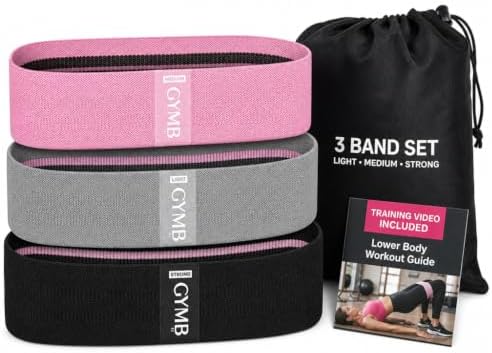 Gymbee Premium Resistance Bands for Working Out - Exercise Bands to Workout Glutes, Thighs & Legs - No Slip Cloth Booty Bands for Gym & Home Fitness, Yoga, Strength & Pilates for Men/Women - 3 Levels