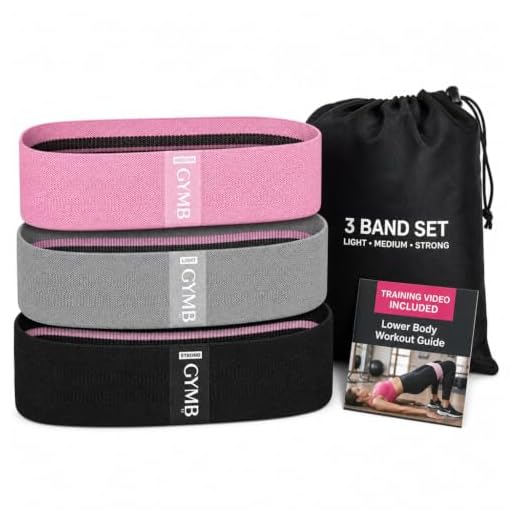 Gymbee Resistance Bands for Working Out, 3 (Black, Grey, Pink) - Men/Women Exercise Bands for Glutes, Thighs, Legs - Non-Slip Cloth Booty Bands, Workout Bands Resistance - Home Fitness, Yoga, Strength