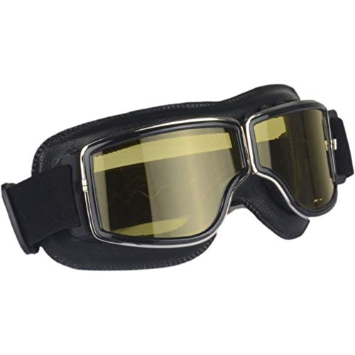 Vintage esquí deporte al aire libre motocicleta crucero cuero plegable gafas de sol Wwii Raf piloto para motorista casco (gafas amarillas) Cover