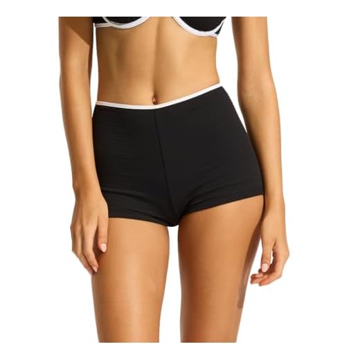 Seafolly Damen Boyleg Bottom Badeanzug Bikini-Unterteile, Beach Bound Black, 42