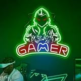 Gamer Neon Sign, Dimmable USB Gaming Controller Led Neon Lights for Wall Decor, Esports Gamer Light Up Sign for Bedroom Gaming Room Desk Setup Streaming Background Man Cave Gift
