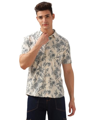 Image of BULLMER Trendy Regular Fit Printed Causal Half Sleeve Shirt for Men