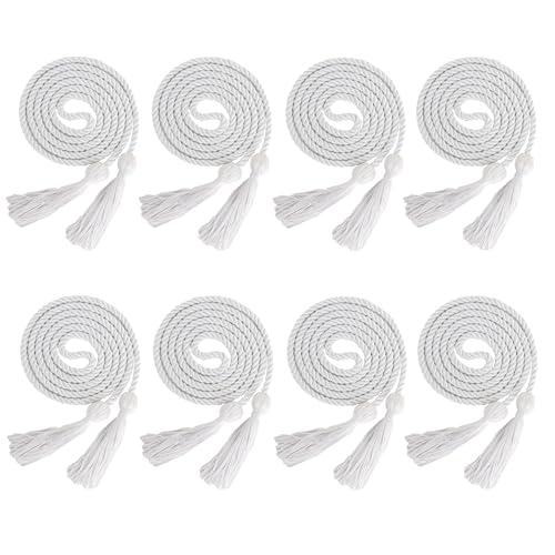 Graduation Cords Bulk 8 PCS Honor Cords for Graduation Ropes White Grad Cord 67" Long Braided Cord with Tassels White Grad Accessories for Bachelor Master Honor Ropes for Decorations Bachelor Gown