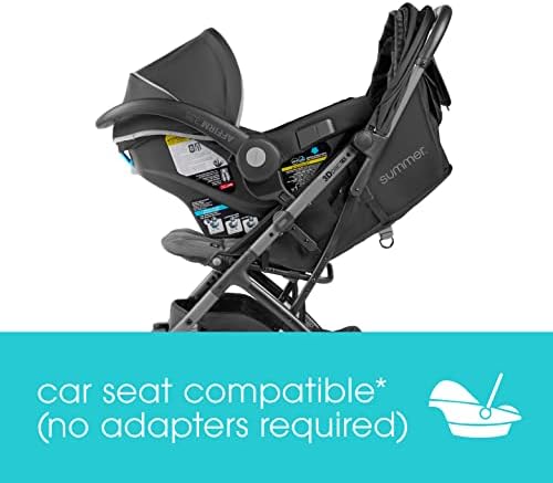 Summer Infant 3Dpac CS Compact Stroller, Black – Car Seat Adaptable Baby Lightweight Stroller with Convenient One-Hand Fold, Reclining Seat and Extra-Large Canopy