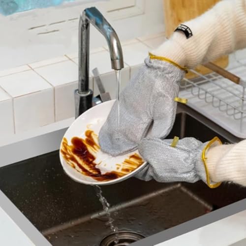 Luvas Fio de Aço Multiuso para Lavar Louça, Remover Óleo, Sujeiras e Limpeza de Cozinha