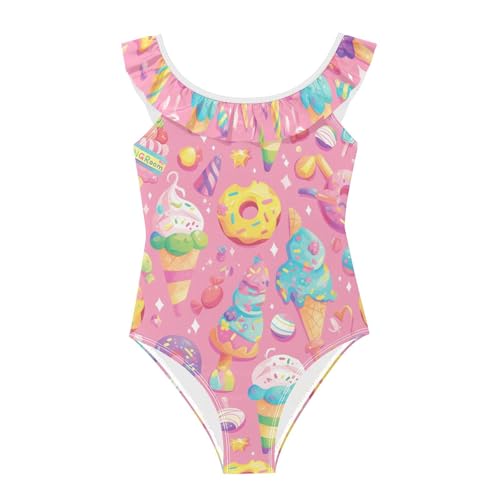 Traje de baño para niñas de 3 a 6 años elástico con diseño de helados