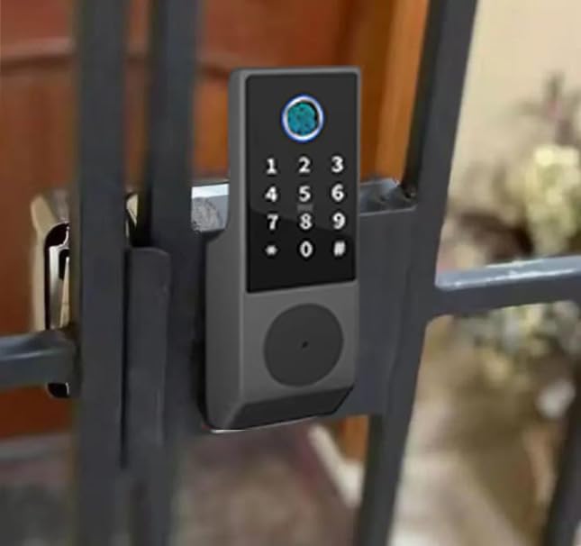 Miniatura 7 de Cerradura de puerta inteligente 5 en 1 toque de huellas dactilares, aplicación Tuya remota, teclado PIN, tarjeta IC y llave  Cerradura de puerta de