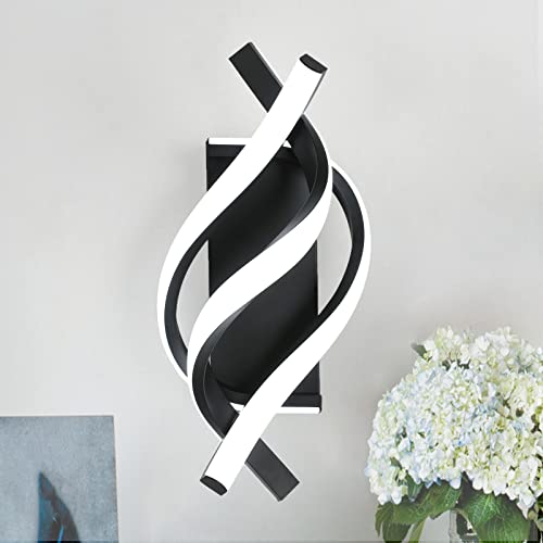 Goeco Led Wall Sconce,19W Modern Wall Sconce Lighting,Spiral Design Indoor Wall Light For Bedroom Living Room Office Restaurant Hallway 6500K Cool White Light Wall Mounted Lamp(Black) #TOP7