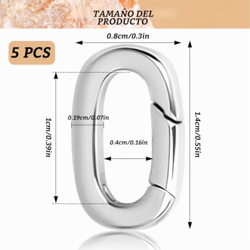 Miniatura 2 de Dipzo 5 Cierres Para Joyería Cierre De Anillo Con Resorte Para Collares, Clips Extensores Para Pulseras Y Cadenas, Ideal Para Fabricar Joyas, Plata