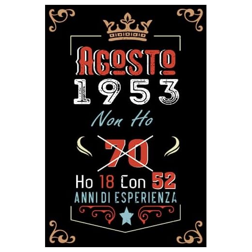 Non ho 70 ho 18 con 52 anni di esperienza: Taccuino| Agosto 70 Regalo di compleanno per uomini donne ragazze ragazzi Compleanno 1953 Personalizzato