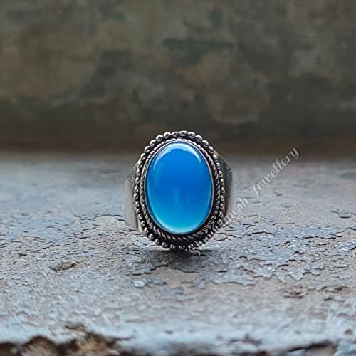 Natural Blue Chalcedony Ring, 925 Sterling Silver, Boho Ring, Handmade Ring For Woman’s, Anniversary Gift Ring, Beautiful Ring, Boho Style, Oval Gemstone Ring, Trending Ring, Chalcedony Jewelry #TOP6
