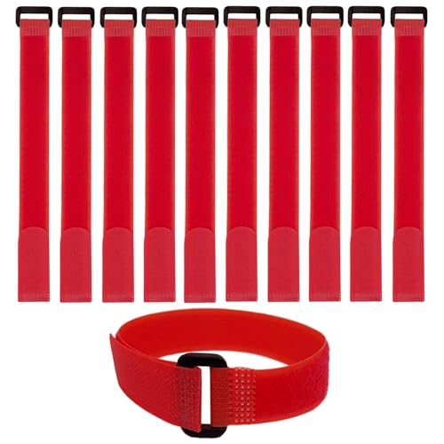 HUAHAITGCH 10 Pack(12"x0.8") Reusable Fastening Cable Straps Red Color