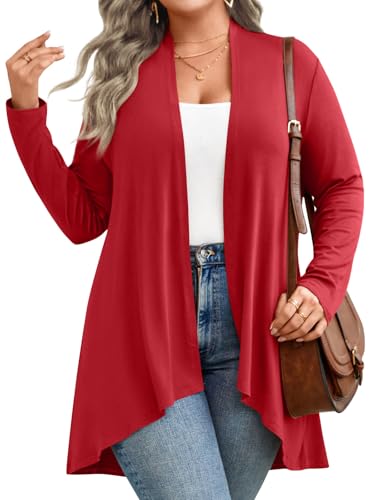 Image of Anymiss Womens Long Cardigans Spring Lightweight Jackets S-2XL Knit Kimono