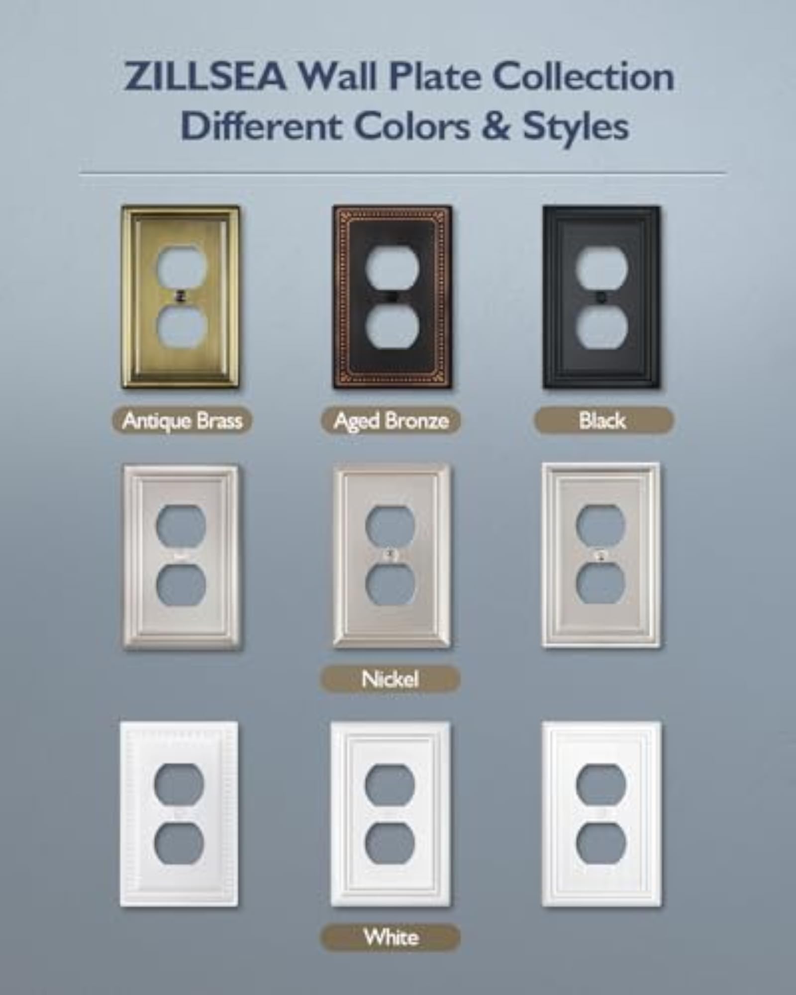 Switch Plates Outlet Covers, 4-Pack Antique Brass Metal Wall Plate