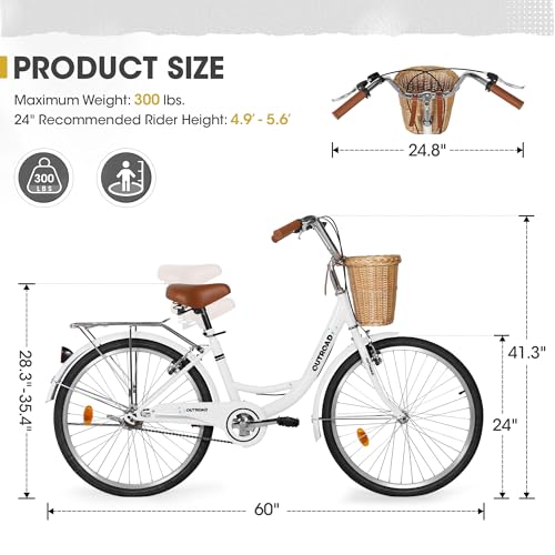 Outroad Beach Cruiser Bike, 24/26 inch Commuter Bicycle for
