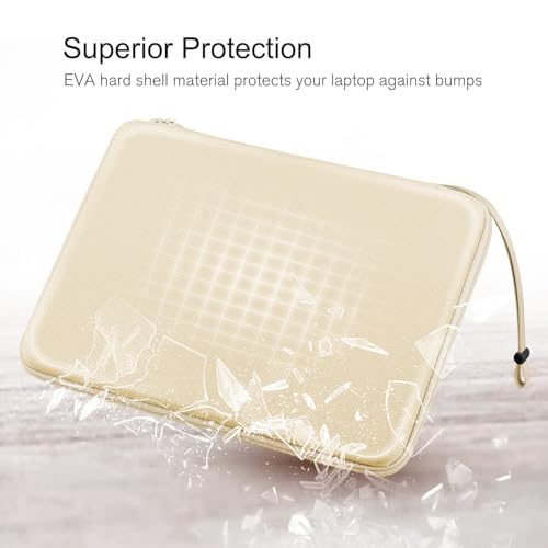 Image of MOCA EVA Hard Laptop Sleeve for 14 inch - 15 inch Laptop MacBook Air 15, HP 15s, Dell Inspiron 15, ASUS Vivobook 15 | Tailored Fit 14.5x10.2 Inch Internal Shockproof Cover (Beige)
