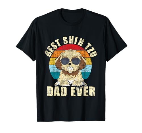Best Shih Tzu Dad Ever - Entrenador de perros vintage para amantes caninos Camiseta