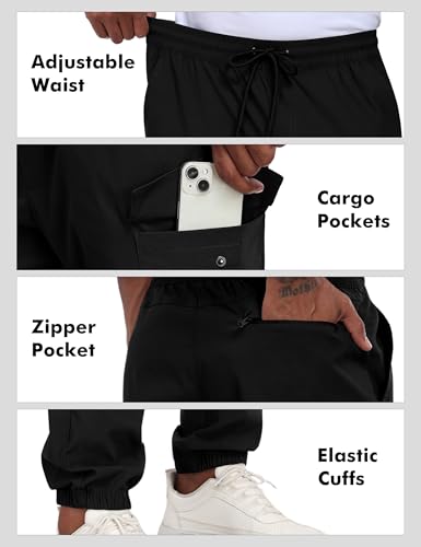 Lzzidou Men's Casual Cargo Jogger Pants Drawstring Waist Lightweight Straight Sweatpants3