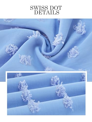 Image of MASCOMODA Women Boho Swiss Dot Maxi Dresses Wrap V Neck Flutter Short Sleeve Solid Tie Waist A Line Tiered Flowy Long Dresses