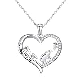 DAOCHONG Mother and Child S925 Sterling Silver Mama Bear with Cub Heart Pendant Necklace for Family...