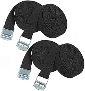 4 Pack Ratchet Tie Down Straps, 3m x 25mm Adjustable Retaining Tensioning Belts, Heavy Duty Lashing Straps with Buckle for Motorcycle, Vans, Trailer, Trucks, Luggage, Cargo.