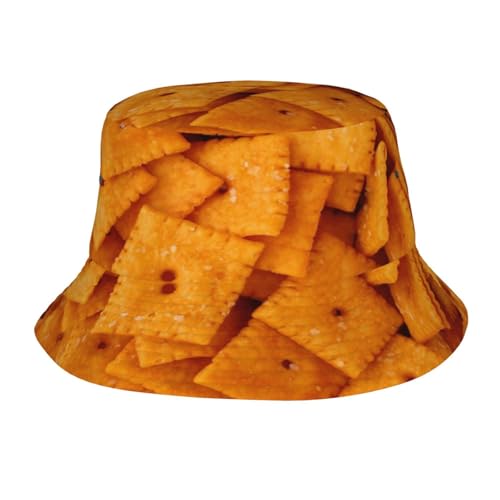 Cheese Cracker Bucket Hats Funny Food Fishing Hat Foldable Travel Beach Hat Packable Sun Hat for Women Men