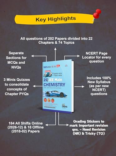 Image of Disha Errorless 202 Chemistry Chapter-wise & Topic-wise 25 Year JEE Main Previous Year Solved Papers (2026 - 2002) 10th Edn |100% New Syllabus JEE MAINS PYQ Book with Detailed Solutions | For JEE 2027