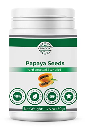 100% Natural Sun Dried Papaya Seeds | High Papaya Enzyme (Papain) Content | No Additives | Vegan | Laboratory Tested | Gluten & Lactose Free | Ethycally sourced (Net Weight 50g (1.76 Oz))