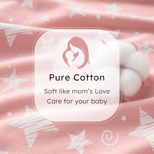 Image of Baby Sleep Sack 12-18 months, 100% Cotton Sleeping Sack for Toddler, 3 Pack Baby Wearable Blanket, 0.5 Tog Lightweight Double Zipper Sleep Bag Large Pink Stars Moon