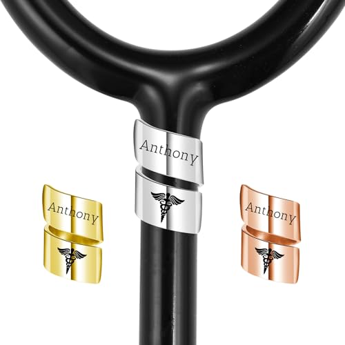 OTXIXTO Personalisiert Stethoskop Namensschild mit Graviert Namen/Symbol Edelstahl Stethoskop ID Tag Personalisiert Zubehör Geschenk für Arzt/Krankenpfleger/Pflegestudent (Stil E1)