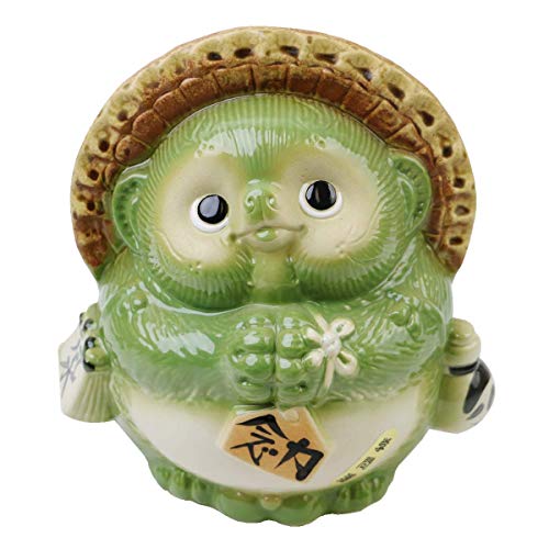 信楽焼 風水狸(緑)【 ta-0093】 しがらき 信楽焼き 陶器 しがらきやき たぬき タヌキ 置物 置き物 おきもの 縁起物 進物 ギフト プレゼント