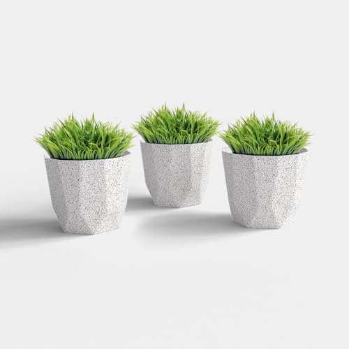 Image of YUCCABE ITALIA SHERA Hexa Plastic Planter Pot for Plants | Decorative Flower Pot | UV Protected Lightweight Indoor Outdoor Gamla for Home Decor, Balcony, Garden & Living Room
