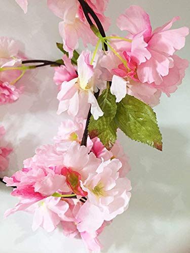 Artfen Artificial Cherry Blossom Vine Hanging Plants Faux Sakura Garland Fake Oriental Cherry Wreath Artificial Flower 5.8 Ft Light Pink #TOP3