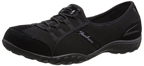 Skechers Sport Women's Breathe Easy Stealing Glances Fashion Sneaker,Black/Black,8.5 M US